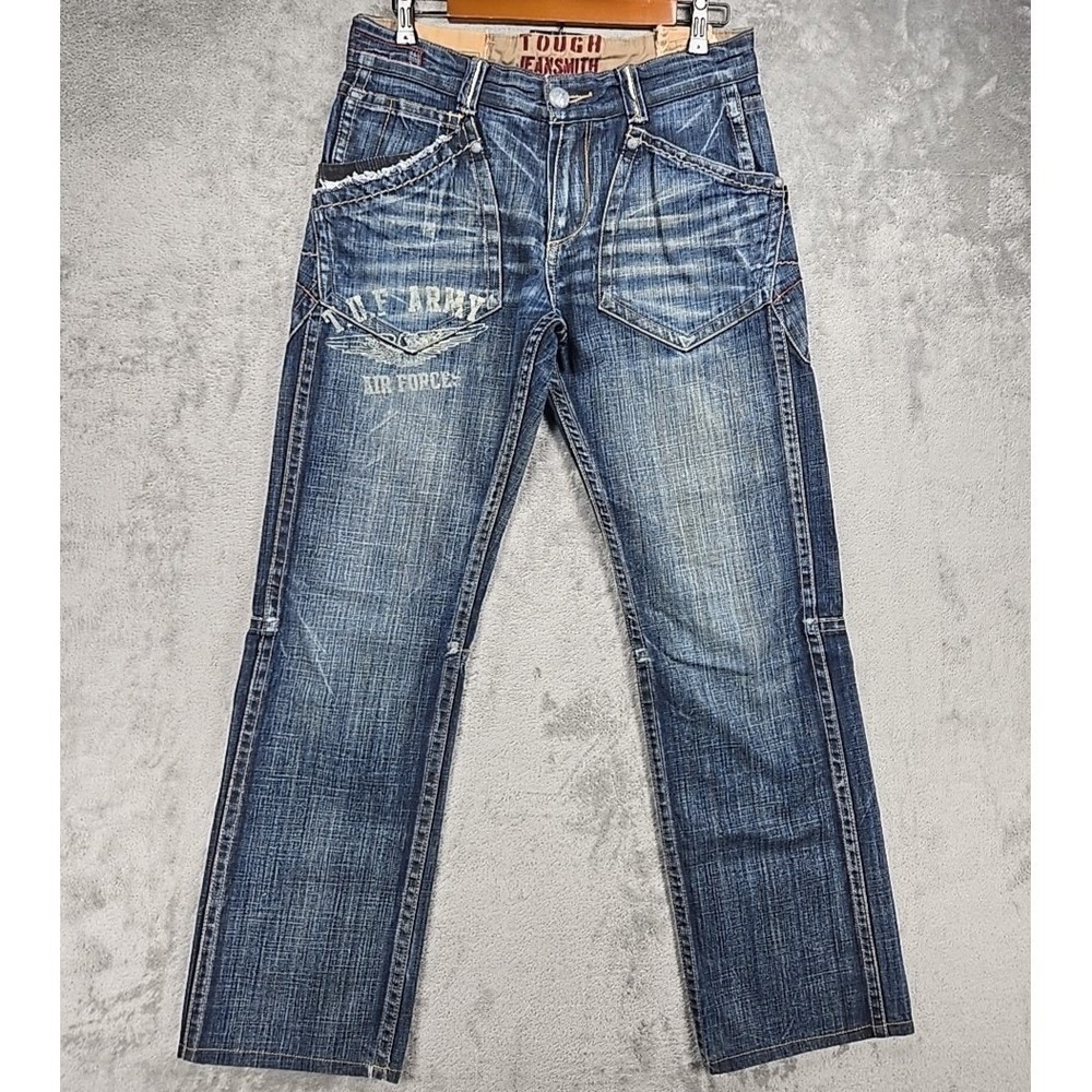 Vintage Tough Jeansmith Y2K Cyber Grunge Military Sz 31 (Act 32x31) Rare Style